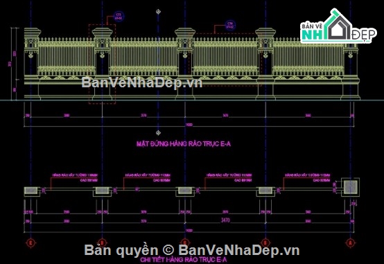Cổng tường rào,file cad cổng tường rào,cổng tường rào file cad