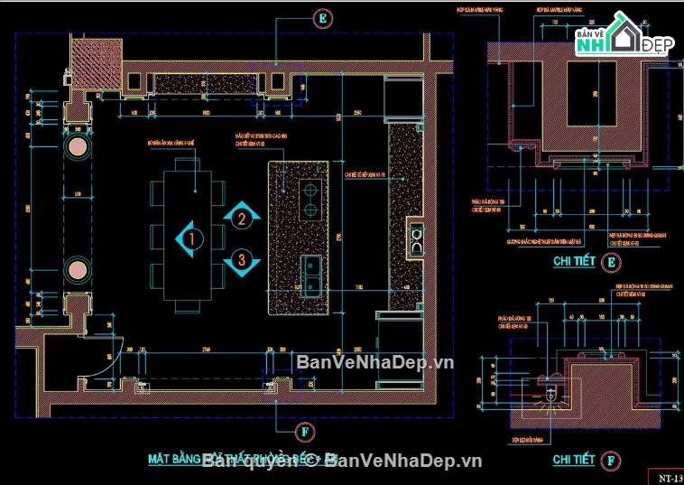 bản vẽ tủ bếp,thiết kế bàn đảo,chi tiết khu bếp