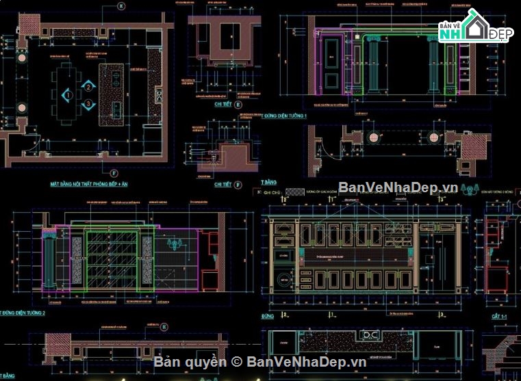 bản vẽ tủ bếp,thiết kế bàn đảo,chi tiết khu bếp