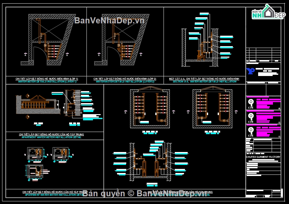 Bản vẽ Chi tiết Plumbing,Chi tiết lắp đặt cấp thoát nước,hệ thống cấp thoát nước