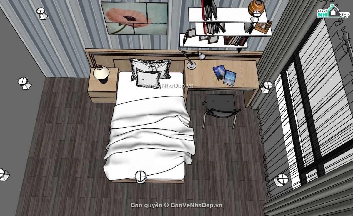 nội thất phòng ngủ,sketchup nội thất,model nội thất phòng ngủ sketchup,sketchup nội thất phòng ngủ