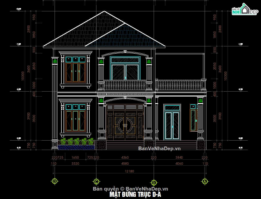 Biệt thự  2 tầng,Bản vẽ cad 2 tầng,Biệt thự 2 tầng file cad,biệt thự mái nhật 2 tầng,nhà 2 tầng mái nhật,kiến trúc kết cấu điện nước nhà biệt thự 2 tầng