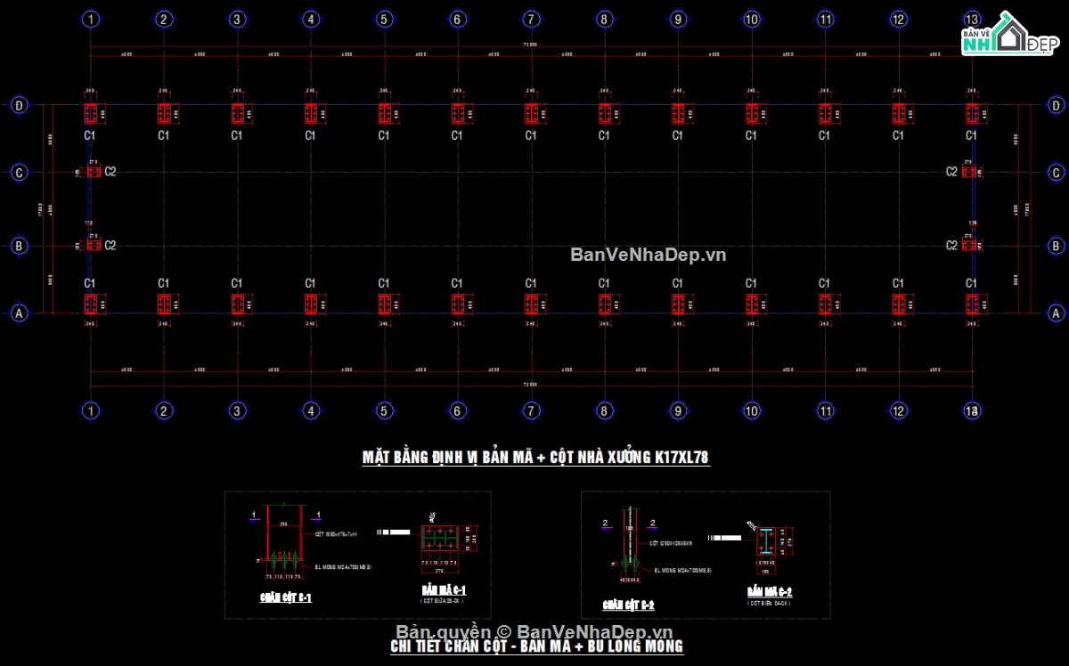 cad nhà xưởng,Bản vẽ thi công,nhà xưởng,kho nhà xưởng,Bản vẽ nhà kho,nhà xưởng rộng 17m