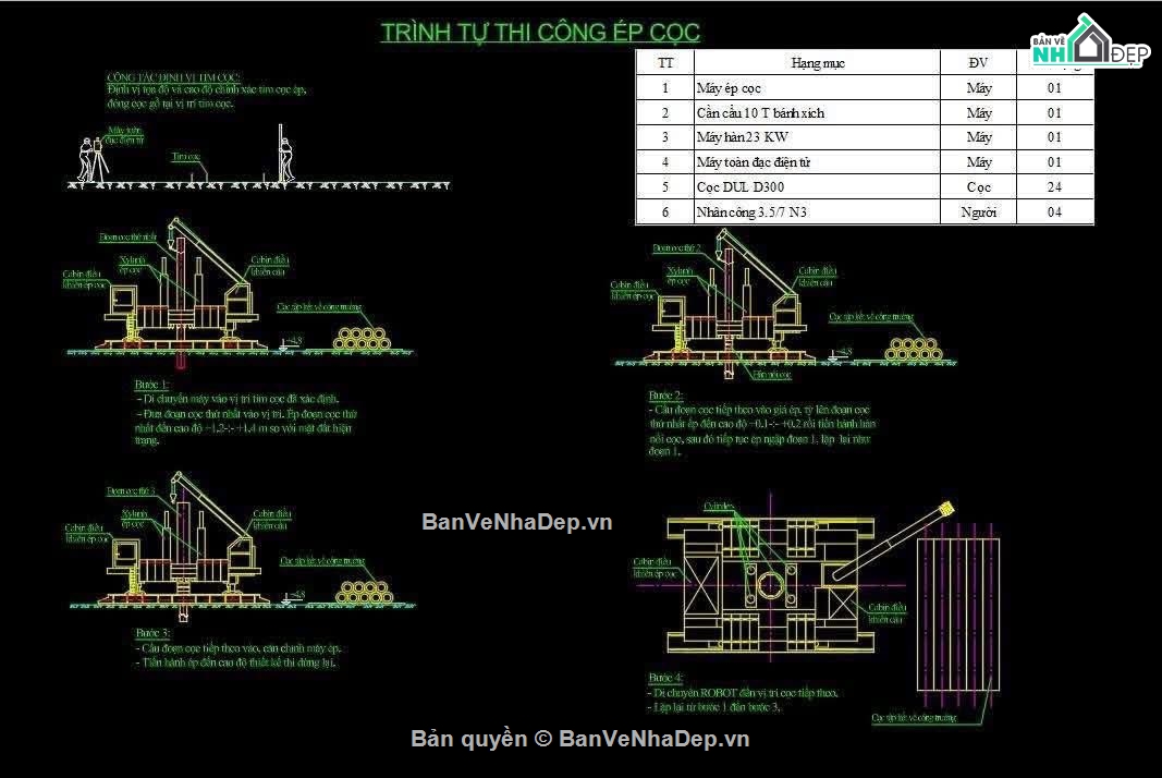 bản vẽ ép cọc,cọc ly tâm,bptc ép cọc