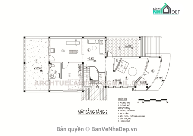 Tổng hợp 5 bản vẽ AutoCAD nhà biệt thự 2 tầng mái thái đầy đủ hạng mục kiến trúc, kết cấu, điện nước ( MEP )