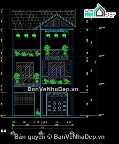 kiến trúc biệt thự phố,nhà phố 3 tầng,bản vẽ nhà phố