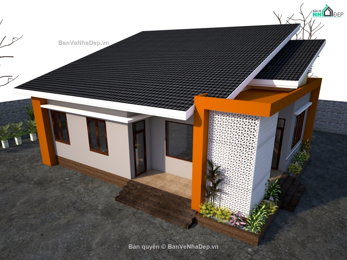 Share 4 mẫu bản vẽ cad thiết kế nhà cấp 4 đầy đủ kiến trúc, kết cấu, điện nước
