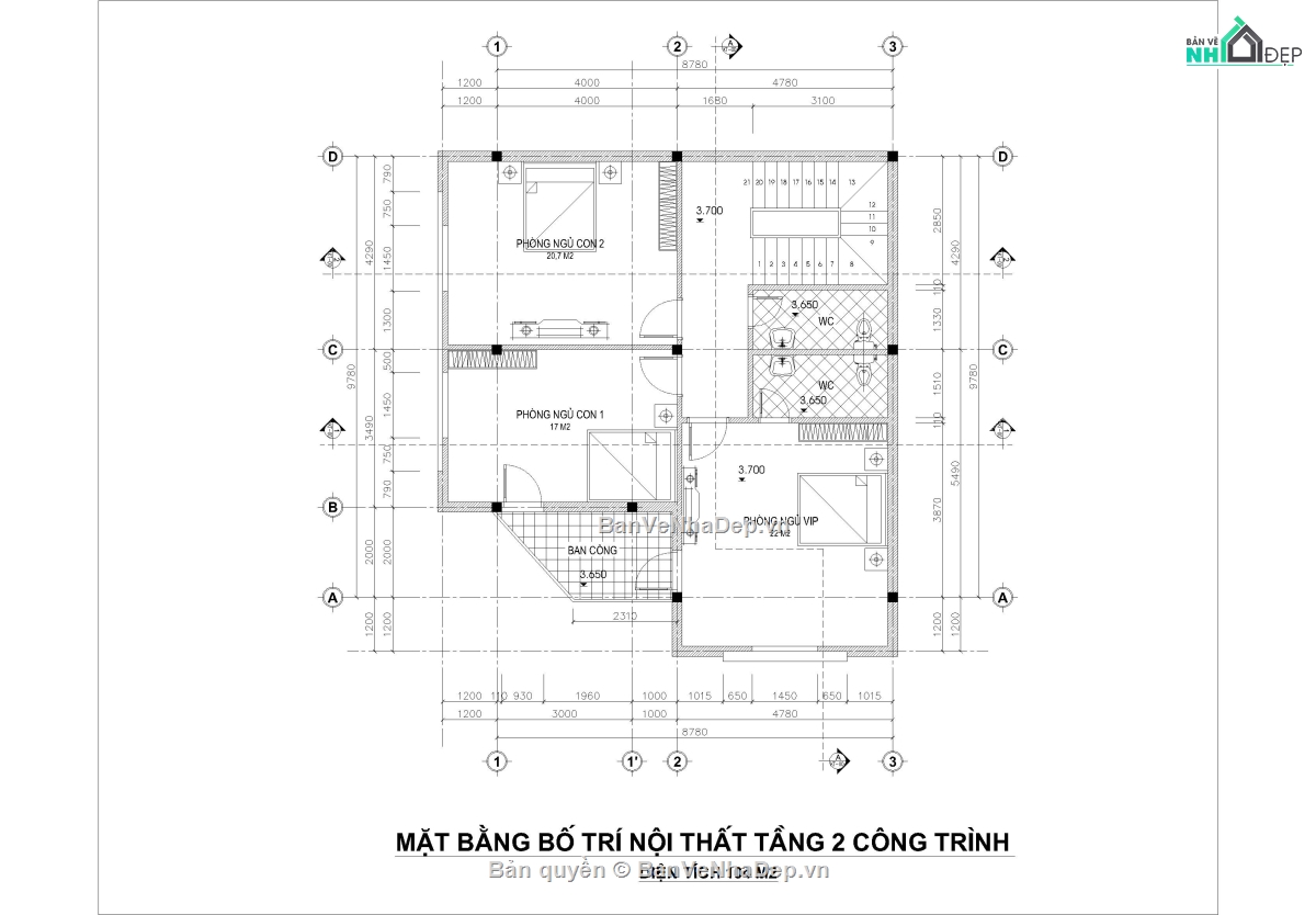 5 bản vẽ CAD biệt thự 3 tầng [Cad, Sketchup]