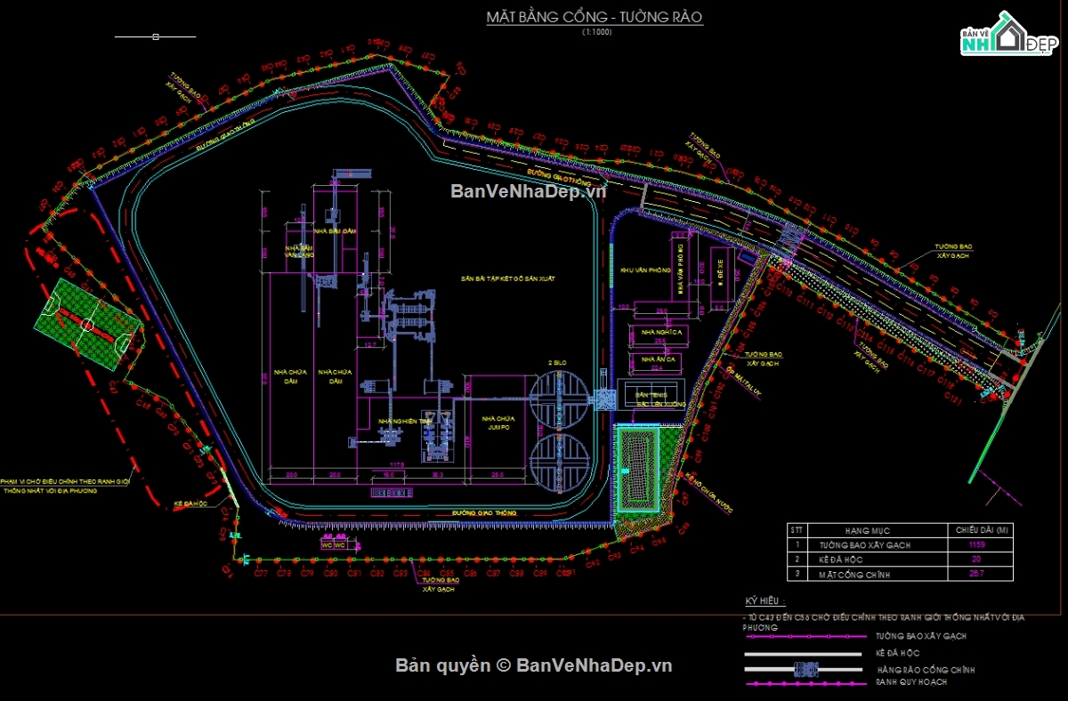 bản vẽ hàng rào nhà máy,Hàng rào gạch xây,cổng nhà máy,Hàng rào nhà máy,file cad hàng rào nhà máy gỗ