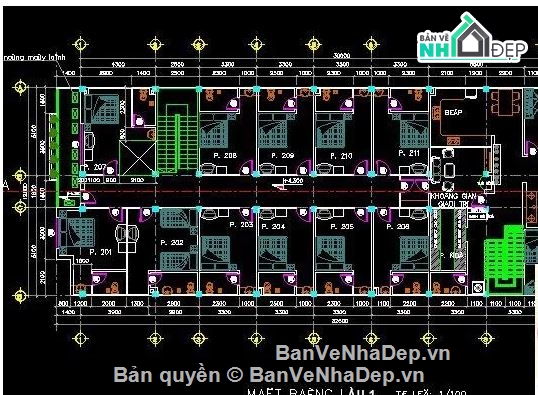 khách sạn,bản vẽ khách sạn 3 tầng 30x12m,kiến trúc khách sạn 3 tầng
