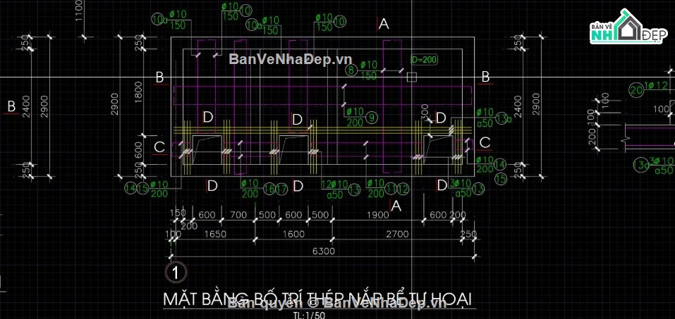 bể tự hoại 3 ngăn,file cad bể tự hoại,bể tự hoại file cad