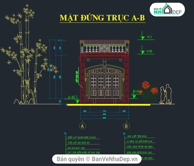 Bộ 11 Bản Vẽ Full Kiến Trúc, Kết Cấu Nhà Phố 1 Tầng Chỉ 96k