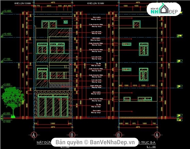 Mẫu nhà phố 5x20m,nhà phố 3 tầng,nhà dân 3 tầng 1 tum,kiến trúc nhà 3 tầng 1 tum,kiến trúc 3 tầng 1 tum