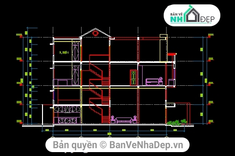 Nhà 3 tầng 6.5x16 m,Nhà 3 tầng 6.5x16m có phối cảnh,kiến trúc nhà 3 tầng đẹp,bản vẽ nhà phố 3 tầng,mẫu nhà phố 3 tầng