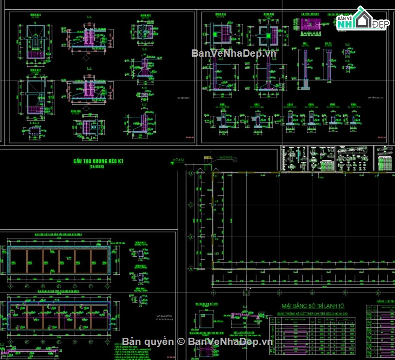 Bản vẽ cột kèo nhà xưởng 21m,Bản vẽ cửa nóc gió nhà xưởng,Bản vẽ dầm cầu trục nhà xưởng,Bản vẽ kết cấu nhà xưởng 21m