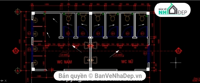 Tổng hợp 5 bản vẽ AutoCAD chi tiết xây dựng nhà vệ sinh công cộng với thiết kế rất phù hợp với công năng sử dụng
