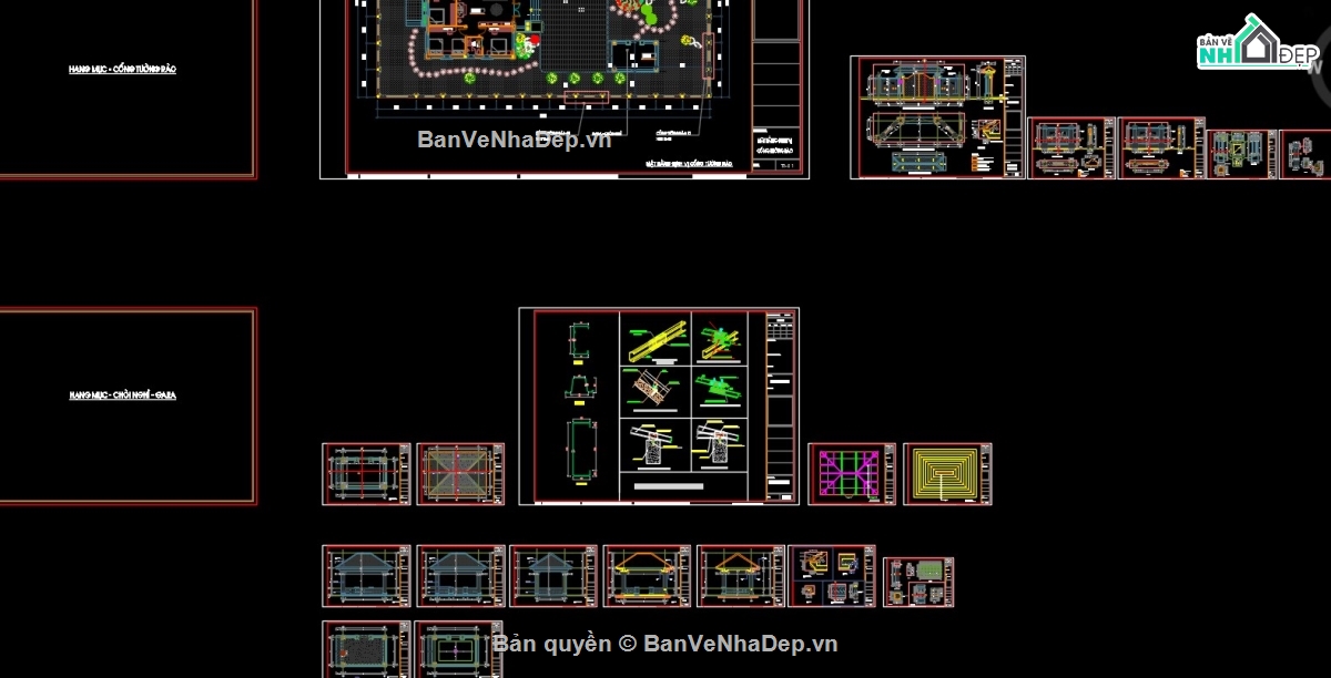 nhà vườn,bản vẽ nhà vườn,nhà vườn 1 tầng,biệt thự 1 tầng,cad biệt thự 1 tầng