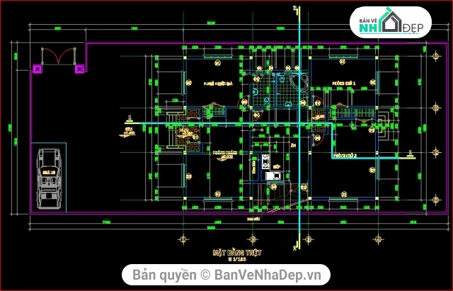 kiến trúc Biệt thự,biệt thự 1 tầng,nhà trệt mái thái,biệt thự vườn,Bản vẽ biệt thự vườn