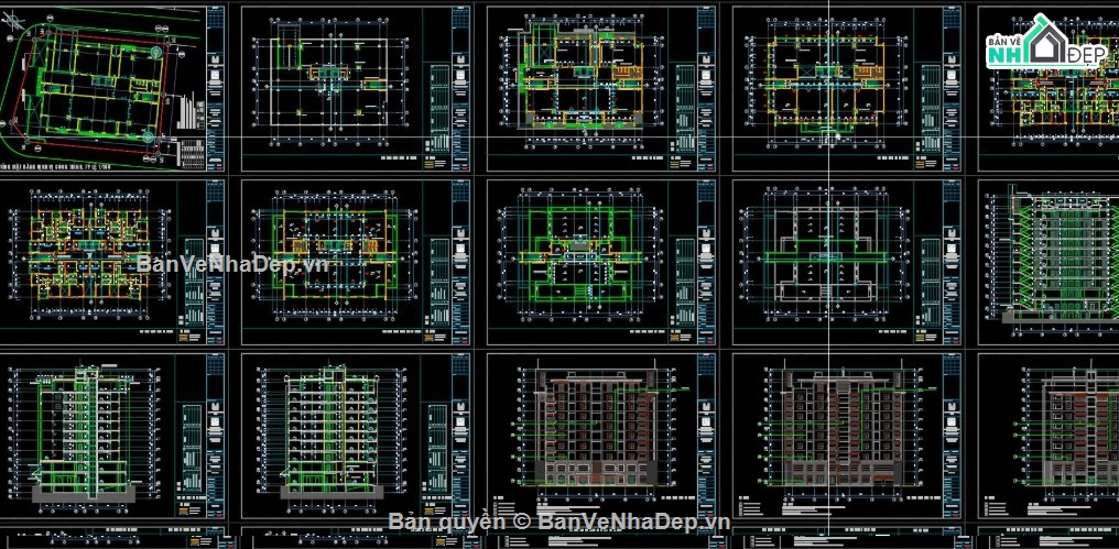 tòa nhà 10 tầng,file cad tòa nhà 10 tầng,tòa nhà 10 tầng file cad,bản vẽ tòa nhà 10 tầng