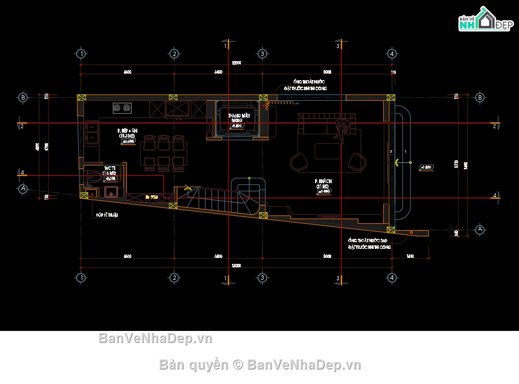 Bản vẽ nhà 4 tầng,kiến trúc nhà 5 tầng,bản vẽ nhà 5 tầng