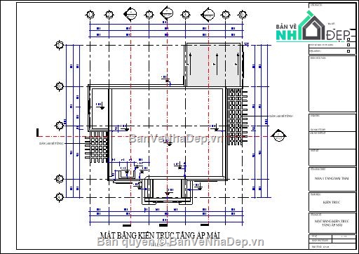 Bản vẽ kiến trúc Nhà,kiến trúc mái thái,mái thái,Nhà thái,kiến trúc một tầng