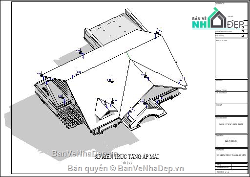 Bản vẽ kiến trúc Nhà,kiến trúc mái thái,mái thái,Nhà thái,kiến trúc một tầng