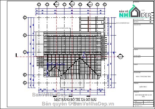 Bản vẽ kiến trúc Nhà,kiến trúc mái thái,mái thái,Nhà thái,kiến trúc một tầng