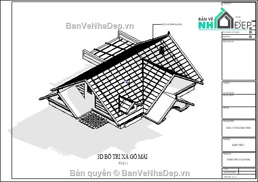 Bản vẽ kiến trúc Nhà,kiến trúc mái thái,mái thái,Nhà thái,kiến trúc một tầng