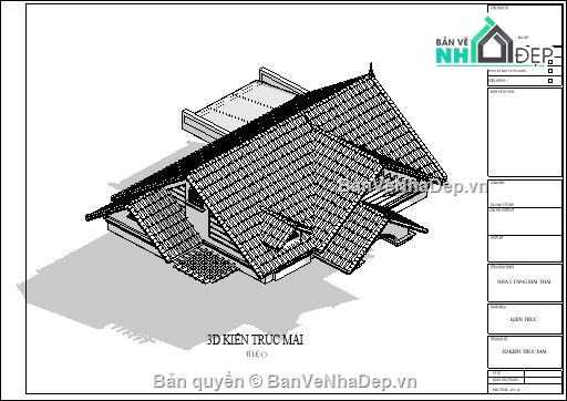 Bản vẽ kiến trúc Nhà,kiến trúc mái thái,mái thái,Nhà thái,kiến trúc một tầng