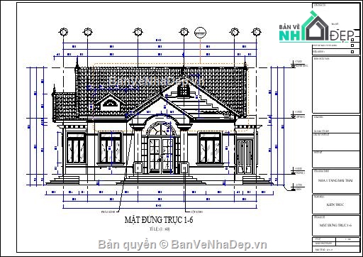 Bản vẽ kiến trúc Nhà,kiến trúc mái thái,mái thái,Nhà thái,kiến trúc một tầng