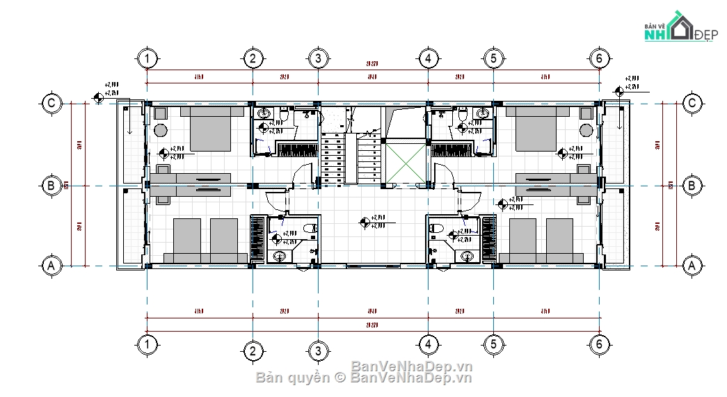 nhà 5 tầng,Bản vẽ nhà nghỉ,kiến trúc 5 tầng