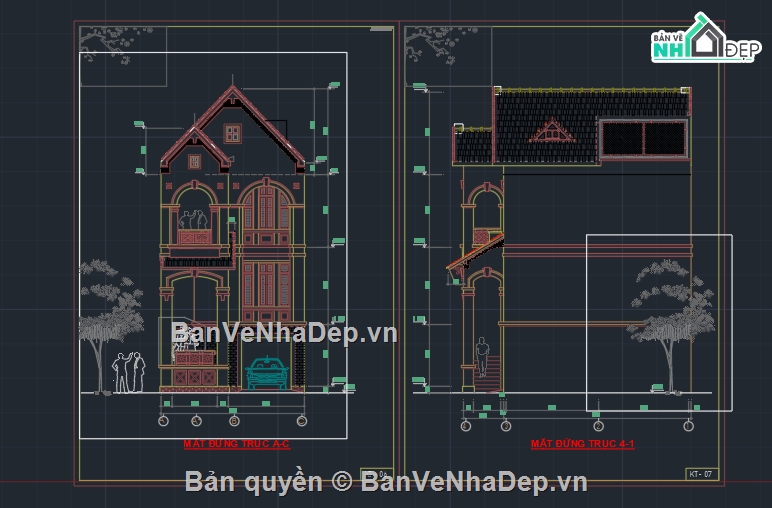 file cad nhà phố 3 tầng,nhà phố 3 tầng,bản vẽ nhà phố 3 tầng