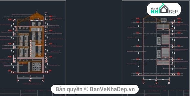 File cad bản vẽ 4 tầng,Nhà phố 4 tầng 7x17m,Bản vẽ nhà phố 4 tầng 7x17m,Nhà phố 4 tầng