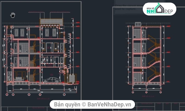 File cad bản vẽ 4 tầng,Nhà phố 4 tầng 7x17m,Bản vẽ nhà phố 4 tầng 7x17m,Nhà phố 4 tầng