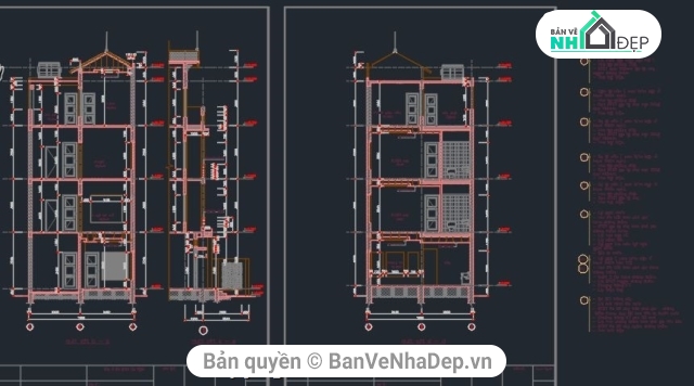 File cad bản vẽ 4 tầng,Nhà phố 4 tầng 7x17m,Bản vẽ nhà phố 4 tầng 7x17m,Nhà phố 4 tầng