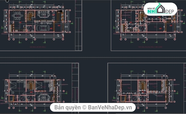 File cad bản vẽ 4 tầng,Nhà phố 4 tầng 7x17m,Bản vẽ nhà phố 4 tầng 7x17m,Nhà phố 4 tầng