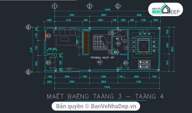 nhà 5 tầng 5.1x11.94m,nhà phố 5 tầng,thiết kế nhà phố 5 tầng,bản vẽ nhà phố 5 tầng,file autocad nhà phố 5 tầng