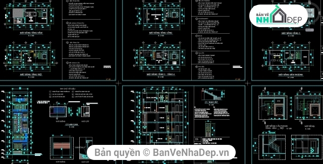 nhà 5 tầng 5.1x11.94m,nhà phố 5 tầng,thiết kế nhà phố 5 tầng,bản vẽ nhà phố 5 tầng,file autocad nhà phố 5 tầng