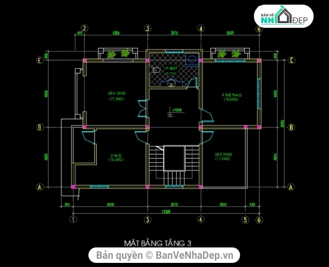 biệt thự 3 tầng,Biệt thự 3 tầng,kiến trúc biệt thự,bản vẽ biệt thự 3 tầng