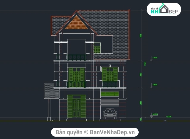 biệt thự 3 tầng,Biệt thự 3 tầng,kiến trúc biệt thự,bản vẽ biệt thự 3 tầng