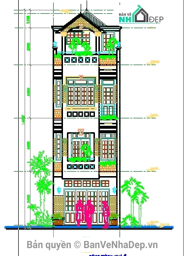 Nhà 4 tầng đẹp,nhà phố kích thước 5x8m,nhà phố 4 tầng 5x8m,bản vẽ nhà phố