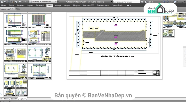 bản vẽ trường học 3 tầng,trường học 3  tầng 9x44.5m,Kiến trúc trường học 3 tầng