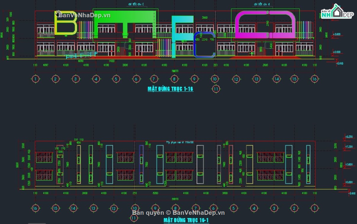 kiến trúc trường mầm non,bản vẽ trường mầm non,mầm non cnc