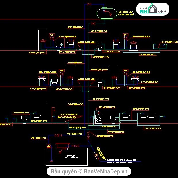 bản vẽ kiến trúc nhà 3 tầng,nhà biệt thự 3 tầng,file cad biệt thự 3 tầng,mẫu biệt thự 3 tầng kích thước 12x12m