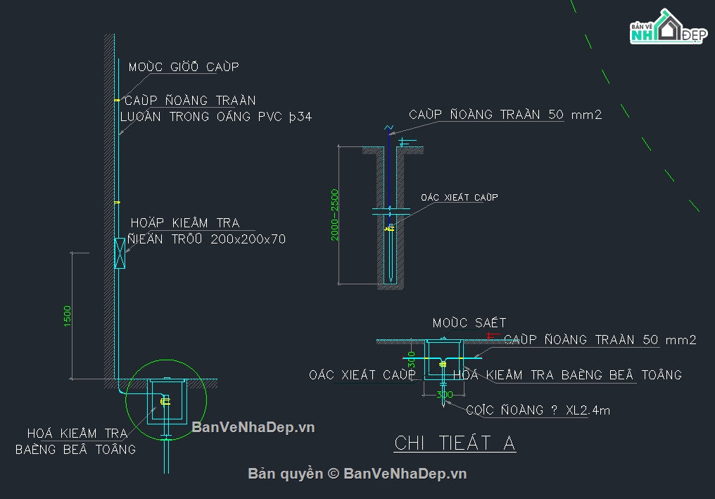 kim thu sét,chống sét,thu lôi,cọc tiếp địa,bản vẽ thu sét