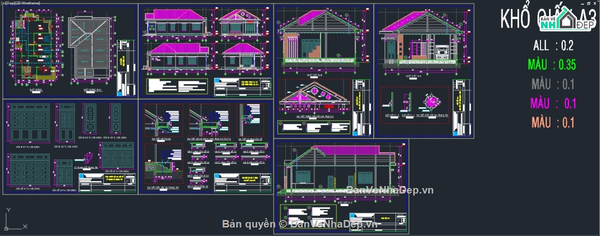 Bản vẽ nhà vườn,Bản vẽ mái thái đẹp,Bản vẽ mái thái tôn