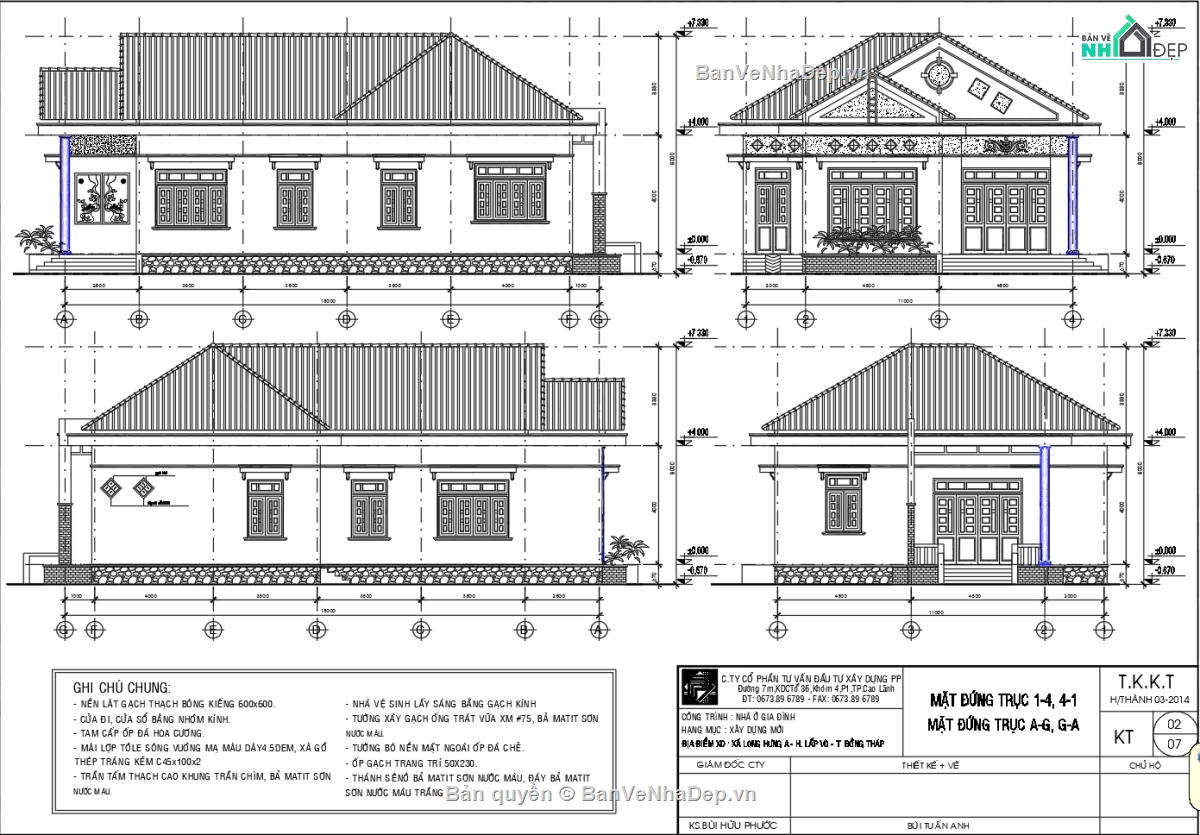 Bản vẽ nhà vườn,Bản vẽ mái thái đẹp,Bản vẽ mái thái tôn