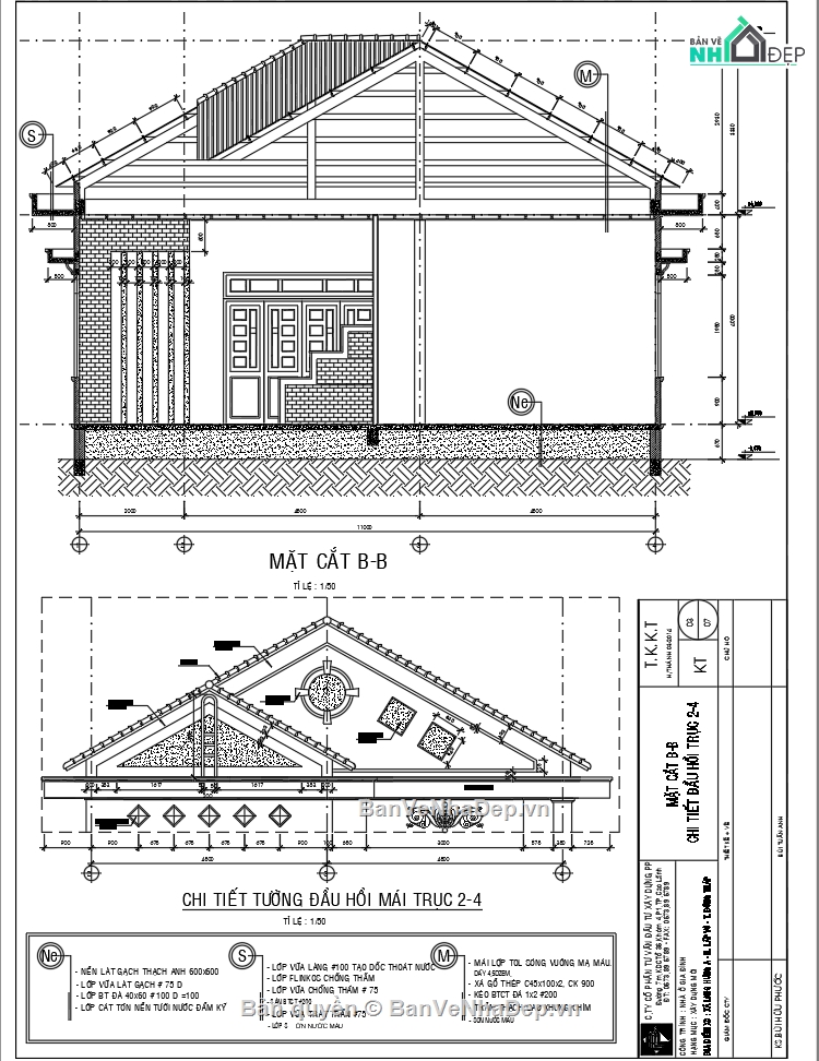 Bản vẽ nhà vườn,Bản vẽ mái thái đẹp,Bản vẽ mái thái tôn