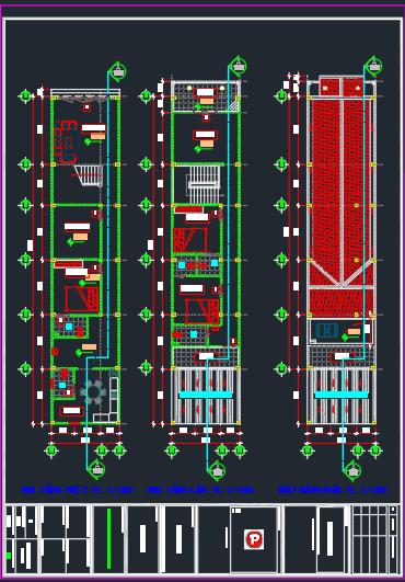 Bản vẽ nhà mái thái đẹp,Bản vẽ nhà mái 5x24 2 tâng,Bản vẽ mái thái 2 tâng đẹp