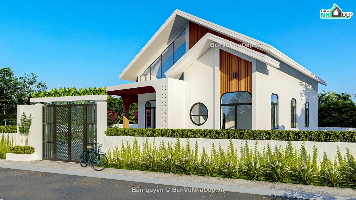 biệt thự vườn,Bản vẽ biệt thự vườn 9x13m,bản vẽ nhà vườn